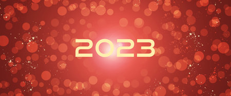 2023 Happy ner year christmas red abstact bright header or banner background with bokeh effect.
