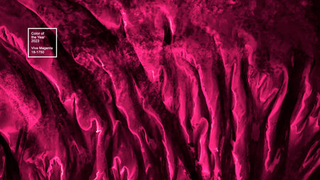 Viva magenta color of the year 2023 abstract texture background concept design.