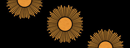 Boho sun flat lay illustration header or banner design. Artwork of sunrise, sunshine and sunset.の写真素材