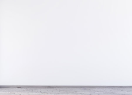White wall mockup design with wooden floor, 3d rendering.の写真素材