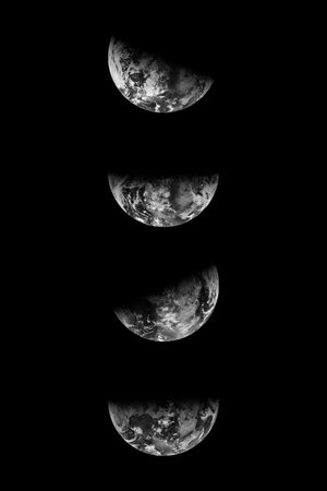 Black and white view of Earth's seasons, equinoxes and solstices from space. Elements of this image furnished by NASA.の写真素材