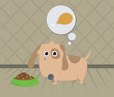 Hungry dog wants real foodのイラスト素材