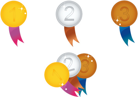 Gold, silver and bronze medalsのイラスト素材