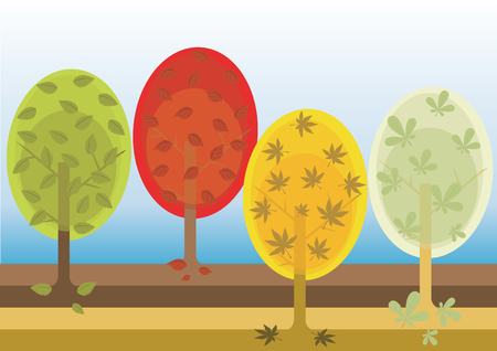 set of seasonal treesのイラスト素材