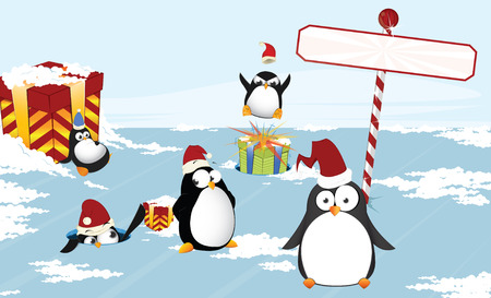 Christmas penguinsのイラスト素材