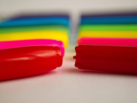 Red pen on firstの写真素材