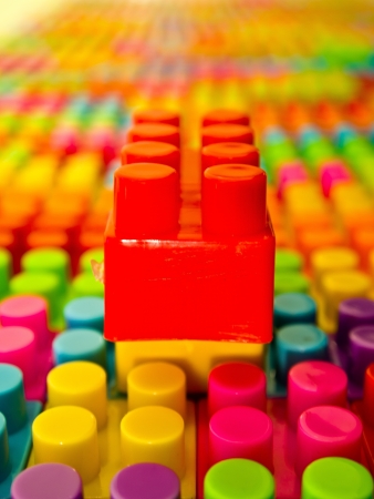 Red lego block on the topの写真素材