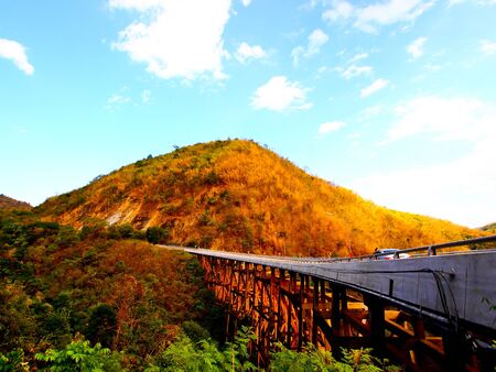 Bridge and mountainの写真素材