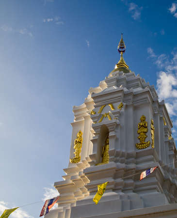 White stupa in traditional Thai styleの写真素材