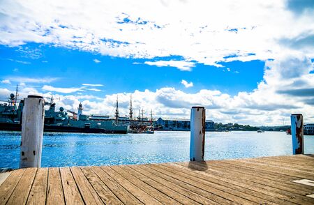Wooden harbour in Darling Harbour, Sydney Australiaのeditorial素材