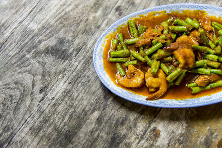 Shrimp with red curry in Thai styleの写真素材