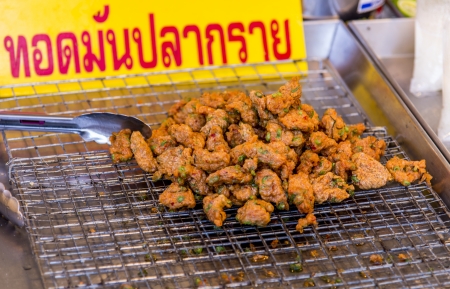 Deep-fried curried fish patties for saleの写真素材