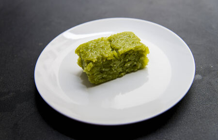 Glutinous rice cooked with sugar which pandan leaves flavor1の写真素材