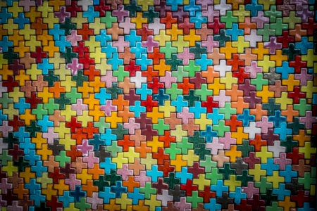 Colorful cross block wall pattern2の写真素材