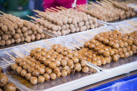 Grilled meat ball for sale1の写真素材
