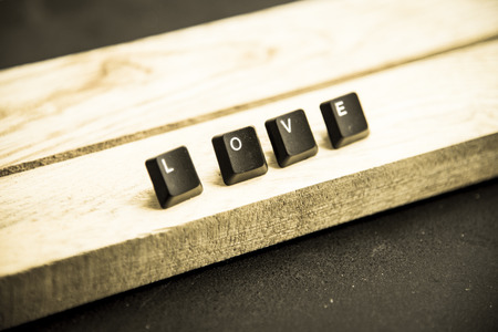 Love word on the wooden floor