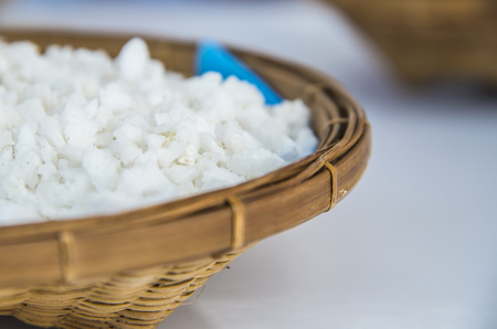 White salt in basketworkの写真素材