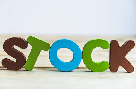 Colorful wooden word Stock on wooden floor10の写真素材