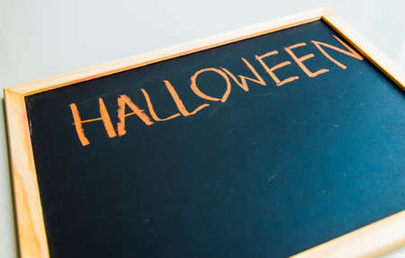 Halloween word on black board1の写真素材