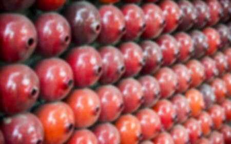 Red bowl pattern on the wall in Blur styleの写真素材