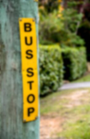 Bus stop sign in Blur styleの写真素材
