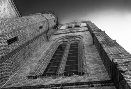 Window of Church in angle of elevation view monochrome styleの写真素材