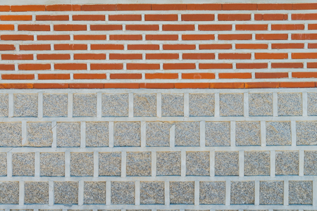 Brown block and Stone block on Wall pattern in Asia styleの写真素材
