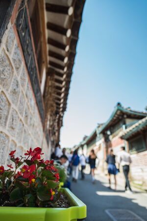 Bukchon Hanok Village which have Old beautiful house in korean styleの写真素材