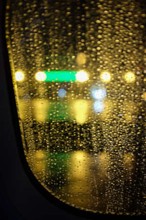 Water drop on window of air plane in blur style 3
