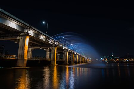 Beautiful rainbow bridge in South Koreaの写真素材