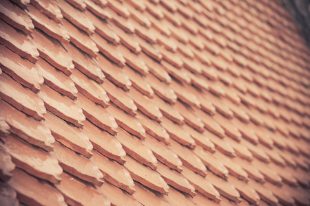 Ceramic roof pattern with Vintage filter and selective focusの写真素材