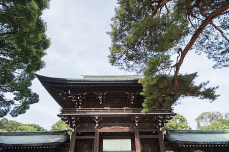 Wooden shrine Meiji Shinto in Shibuya Japanのeditorial素材
