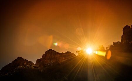 Sunset in Grand Canyon National Park Arizona with under and over exposure styleの写真素材