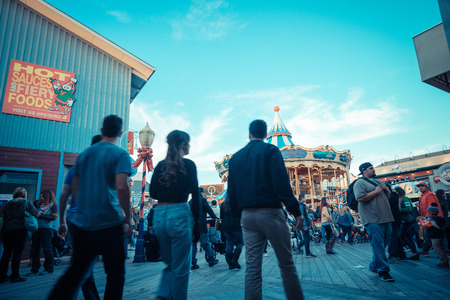 SAN FRANCISCO, USA - NOVEMBER 21, 2015 : Pier 39 of San Francisco. Pier 39 is a shopping center and popular tourist attraction built on a pier in San Francisco, Californiaのeditorial素材