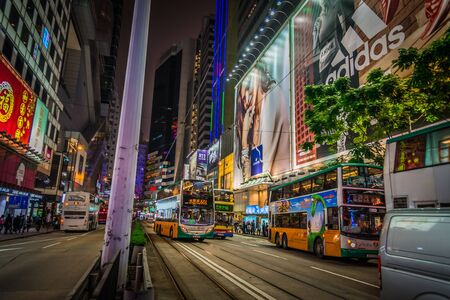 Night street view in Hongkongの写真素材