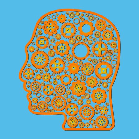 Variety different gear wheel icon vector in outline head on white backgroundのイラスト素材