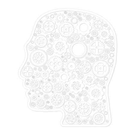 Variety different gear wheel icon vector in outline head on white backgroundのイラスト素材