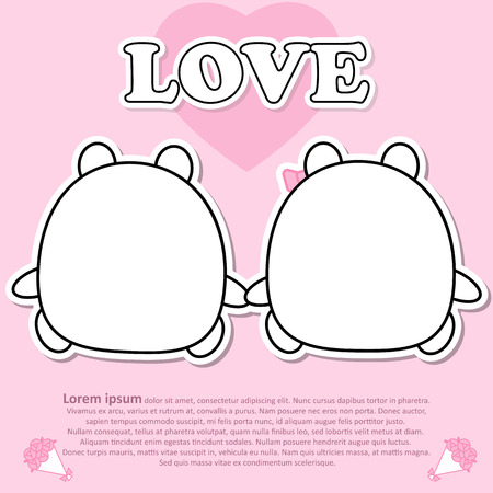 Backside view of Lovely couple cute bear hold the hands together in Valentine conceptのイラスト素材
