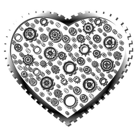 Variety gear wheel in gear heart on white backgroundのイラスト素材