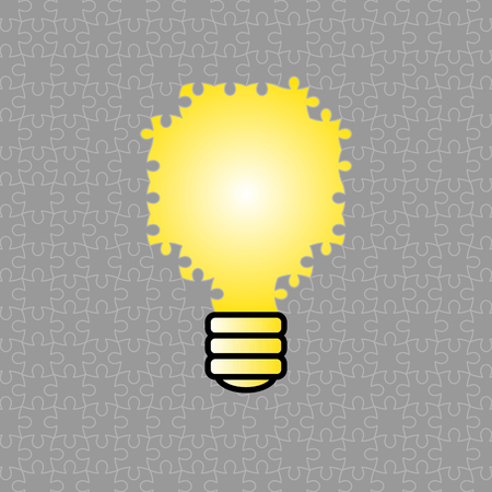 Light bulb in Greay jigsaw puzzle with idea conceptのイラスト素材