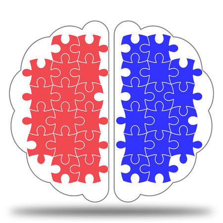 Colorful jigsaw puzzle in Brain vector icon on white backgroundのイラスト素材