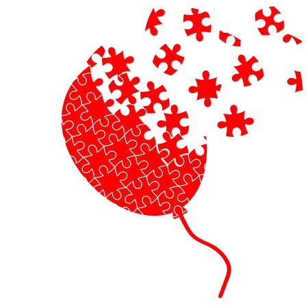 Jigsaw puzzle of balloon defraction on white backgroundのイラスト素材