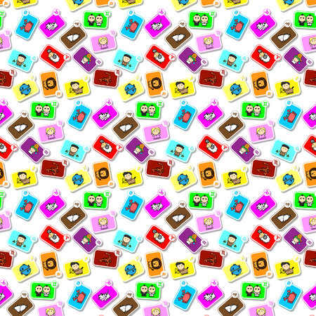 Colorful twelve cartoon zodiac signs icon vector isolated pattern on white backgroundのイラスト素材