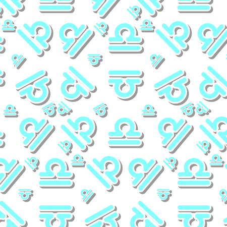 Light blue Libra astronomy icon sign symbol pattern on white backgroundのイラスト素材