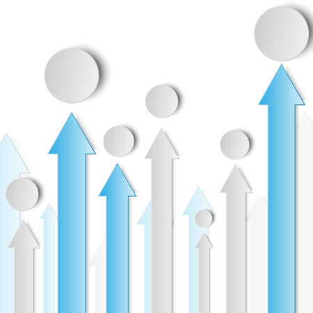3d blue and grey arrow paper in vertical with circle for business graphic concept designのイラスト素材