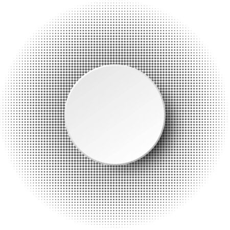 3d circle paper vector design on grey dots halftone pattern for abstract background conceptのイラスト素材