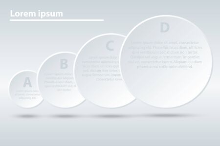Four simple white 3d paper four circles topic for website presentation cover poster vector design infographic illustration conceptのイラスト素材