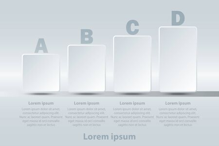 Four topics simple white 3d paper bar chart graph for website presentation cover poster vector design infographic illustration conceptのイラスト素材