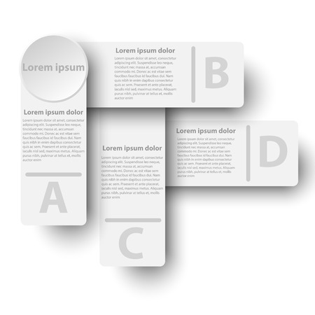 Four simple white 3d paper tag for website presentation cover poster vector design infographic illustration conceptのイラスト素材