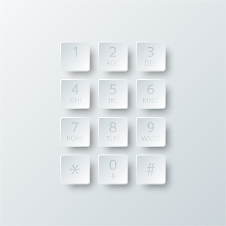 Simple white 3d number dial square button paper for website presentation cover poster vector design infographic illustration conceptのイラスト素材